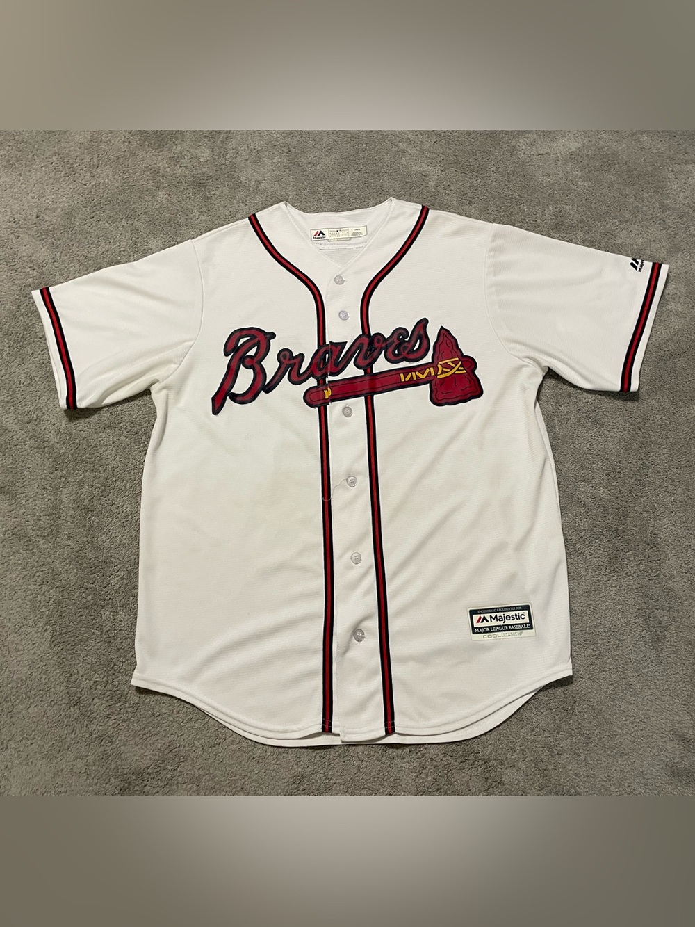 Majestic Atlanta Braves Cool Base Jersey Mens L White #41 MLB Sewn USA Made